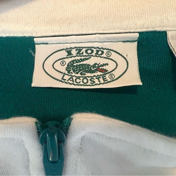 Vintage 80’s Izod Lacoste Green Acrylic Track Jacket XL Full Zip - Picture 10 of 14